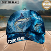 Maxcorners Fishing Electric Blue Wave Splash Custom Name 3D Cap
