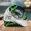 Maxcorners Fishing Green Lightning White Scale Water Splash Customized Name 3D Cap