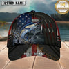 Maxcorners Fishing American Flag Night Lake Splash Customized Name 3D Cap