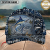 Maxcorners Fishing Blue Digital Camo Lake Splash Customized Name 3D Cap