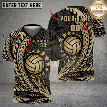 Maxcorners Volleyball Tribal Tattoo Star Power Design Multicolor Options Personalized 3D V-neck T-Shirt