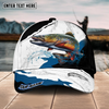 Maxcorners Fishing Black White Water Flow Pattern Sport Pattern Personalized Name 3D Cap (11 Breeds)