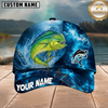 Maxcorners Fishing Electric Blue Wave Splash Custom Name 3D Cap