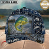 Maxcorners Fishing Blue Digital Camo Lake Splash Customized Name 3D Cap