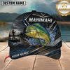 Maxcorners Fishing Geometric Metal Armor Lakeside Scene Customized Name 3D Cap