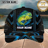 Maxcorners Fishing Neon Blue Geometric Black Mesh Customized Name 3D Cap