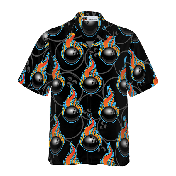 Maxcorners Bowling In Fire Seamless Pattern Hawaiian Shirt