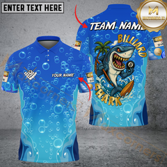 Maxcorners Billiard Angry Shark With Underwater Bubble Effect Personalized Name 3D Unisex Shirt