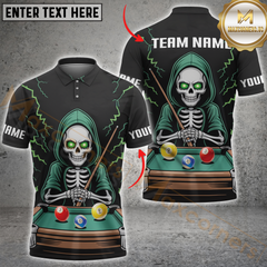 Maxcorners Billiard Skull Thunder Multicolor Customized Name, Team Name 3D Shirt