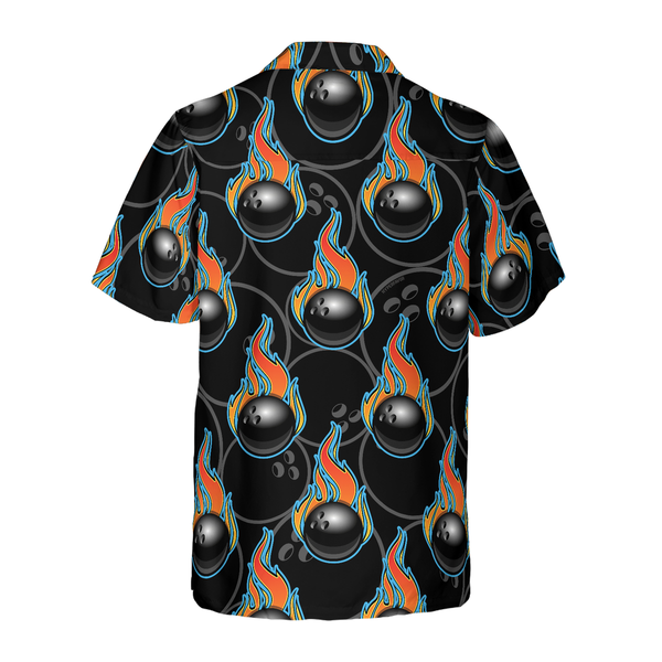 Maxcorners Bowling In Fire Seamless Pattern Hawaiian Shirt
