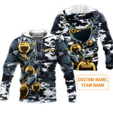 Maxcorners Camo Navy Bowling 3D Custom Name And Team Shirt