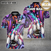 Maxcorners Bowling Shirt Graffiti Neon Cartoon Pins & Smiley Bowling Ball Personalized Name, Team Name 3D Shirt (4 Colors)