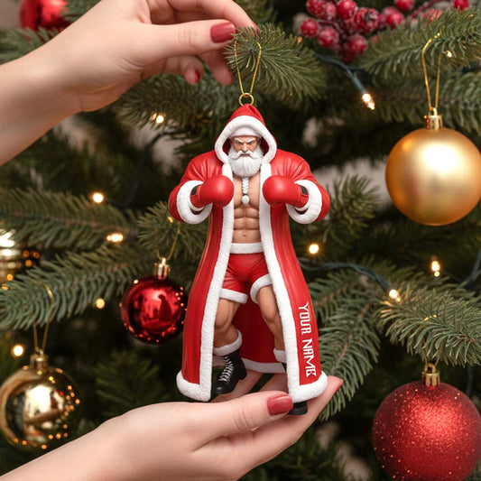 Maxcorners Boxing Santa, Home Decor, Christmas Ornament, Personalized Ornaments 2D Flat LM2111