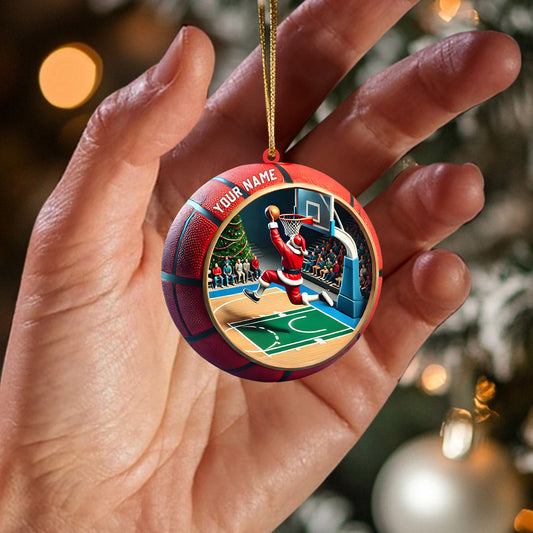 Maxcorners Ball Basketball Decor Christmas Ornament, Personalized Ornament 2D Flat LM2211