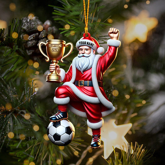 Maxcorners Football Champion Santa Christmas Ornament, Personalized Ornament 2D Flat LM2211