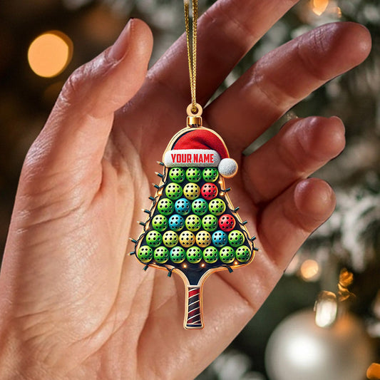 Maxcorners PickleBall Christmas Ornament, Personalized Ornaments 2D Flat LM2211