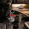 Maxcorners Trout Fishing Keychain Hooked On Freedom American Flag Fish Design Personalized Name 2D Keychain