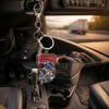 Maxcorners Bass Fishing Keychain Hooked On Freedom American Flag Fish Design Personalized Name 2D Keychain