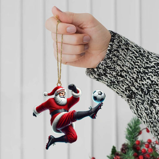 Maxcorners Custom Name Football Santa Ornament, Christmas Gift 2D Flat LM2211