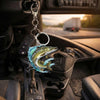 Maxcorners Pike Fishing Colorful Neon Water Splash Art Personalized Name Keychain