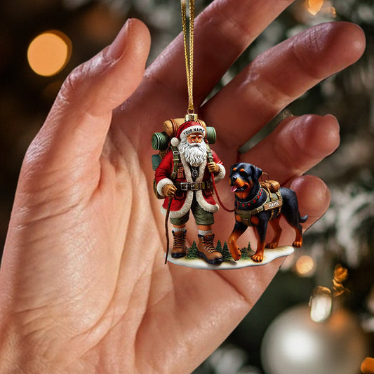 Maxcorners Climbing Santa And Dog Home Decor Christmas Ornament, Personalized Ornament 2D Flat LM2211