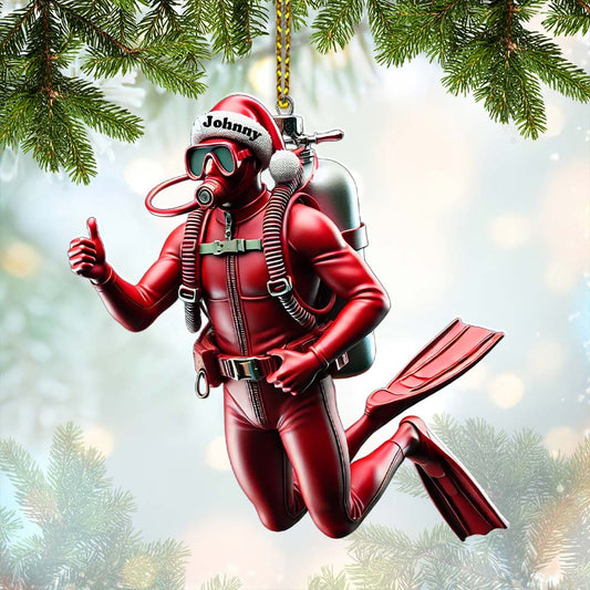 Maxcorners Custom Name Scuba Diving Ornament, Christmas Gift Decoration 2D Flat LM2111