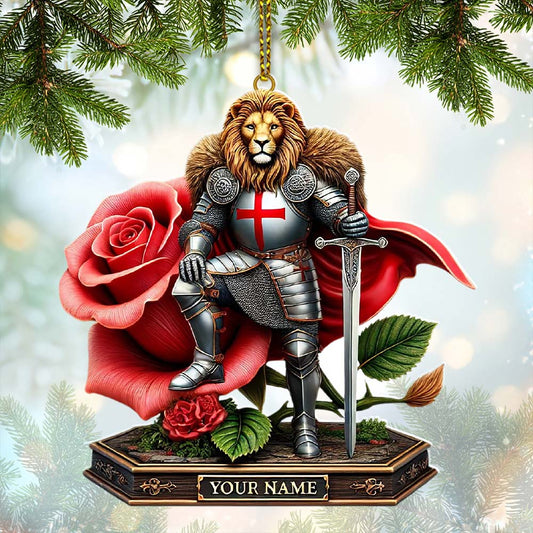 Maxcorners Custom Name England Warrior Ornament, England Lover Christmas Gift 2D Flat LM2111