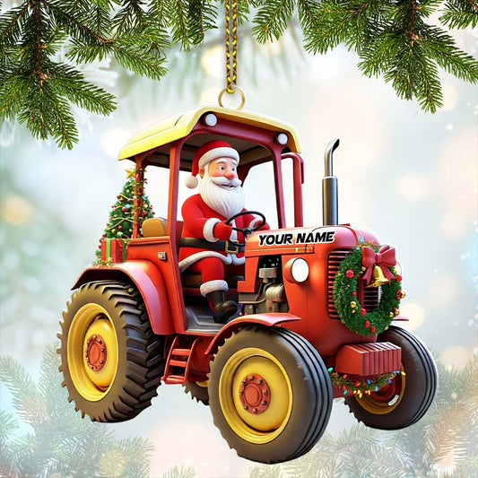 Maxcorners Santa Rides Truck, Home Decor, Christmas Ornament, Personalized Ornament 2D Flat LM2111