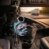 Maxcorners Salmon Fishing Colorful Neon Water Splash Art Personalized Name Keychain