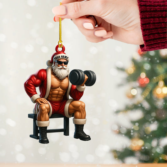 Maxcorners Christmas Weightlifting Santa, Home Decor, Christmas Ornament, Personalized Ornament 2D Flat LM2111