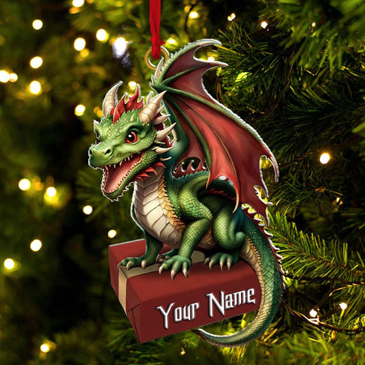 Maxcorners Custom Name Dragon Ornament, Christmas Gift for Dragon Lover 2D Flat LM2211