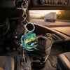 Maxcorners Mahi-mahi Fishing Colorful Neon Water Splash Art Personalized Name Keychain
