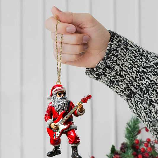 Maxcorners Custom Name Santa Guitar Ornament, Santa Christmas Gift15 2D Flat LM2111