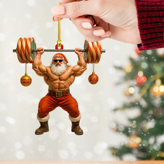 Maxcorners Weightlifting Santa, Home Decor, Christmas Ornament 2D Flat LM2111