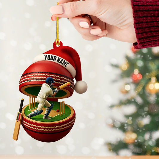 Maxcorners Christmas Cricket Player, Home Decor, Christmas Ornament, Personalized Ornament 2D Flat LM2111