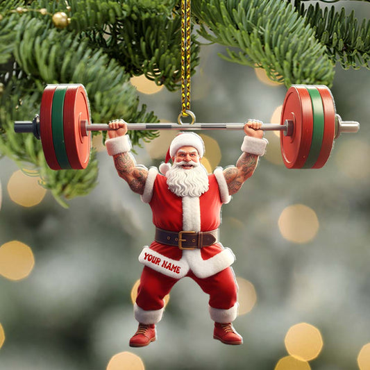 Maxcorners Weightlifting Santa Christmas, Home Decor, Christmas Ornament, Personalized Ornament 2D Flat LM2111