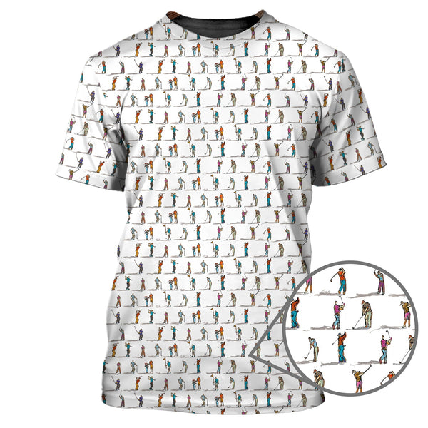 Maxcorners Golf Swing Motion Shirt, Pattern Golf Polos, Golf Gift For Men's, Funny Golf Shirts