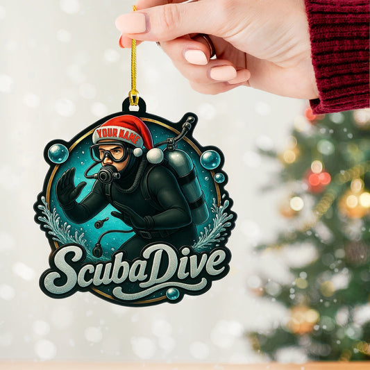 Maxcorners Christmas Scuba Dive, Home Decor, Christmas Ornament, Personalized Ornament 2D Flat LM2111