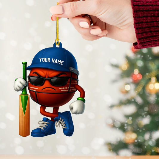 Maxcorners Christmas Cricket Ball, Home Decor, Christmas Ornament, Personalized Ornament 2D Flat LM2111