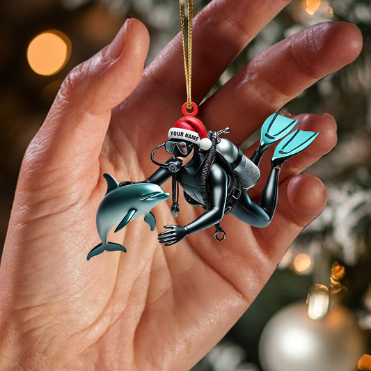 Maxcorners Santa Diver Home Decor Christmas Ornament, Personalized Ornament 2D Flat LM2211