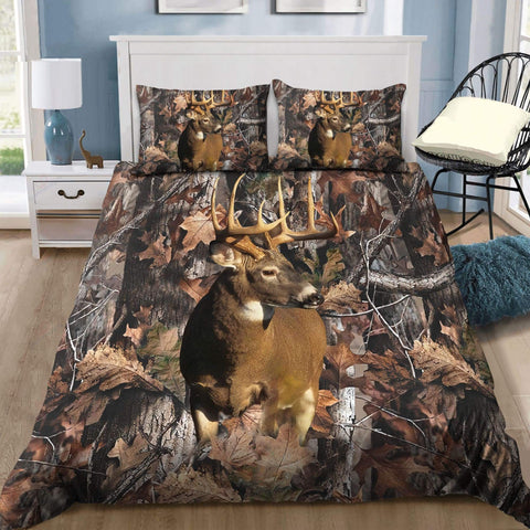 Maxcorners Deer And Deer Hunting Pattern All Over Printed Bedding Set