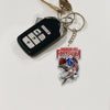 Maxcorners Bass Fishing Keychain Hooked On Freedom American Flag Fish Design Personalized Name 2D Keychain