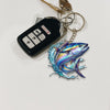 Maxcorners Tuna Fishing Colorful Neon Water Splash Art Personalized Name Keychain