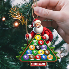 Maxcorners Billiard Santa Christmas Ornament, Personalized Ornament 2D Flat LM2211