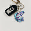 Maxcorners Trout Fishing Colorful Neon Water Splash Art Personalized Name Keychain