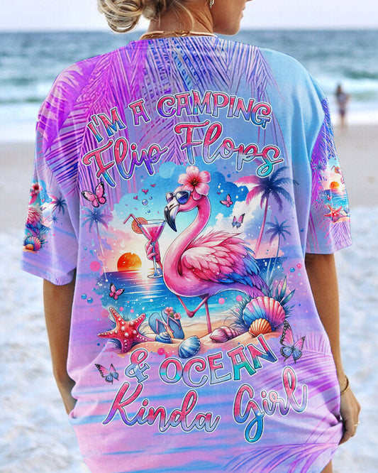 Maxcorners Camping Flip Flops Ocean Kinda Girl Flamingo All Over Print LM2101