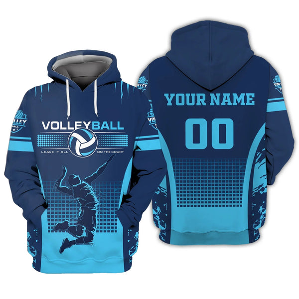 Maxcorners Volleyball Blue Light Personalized Name And Number 3D Unisex Shirt