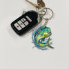 Maxcorners Mahi-mahi Fishing Colorful Neon Water Splash Art Personalized Name Keychain