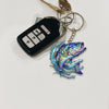 Maxcorner Bass Fishing Colorful Neon Water Splash Art Personalized Name Keychain