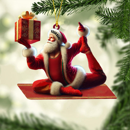 Maxcorners Yoga Santa Christmas Home Decor Christmas Ornament, Personalized Ornament 2D Flat LM2211
